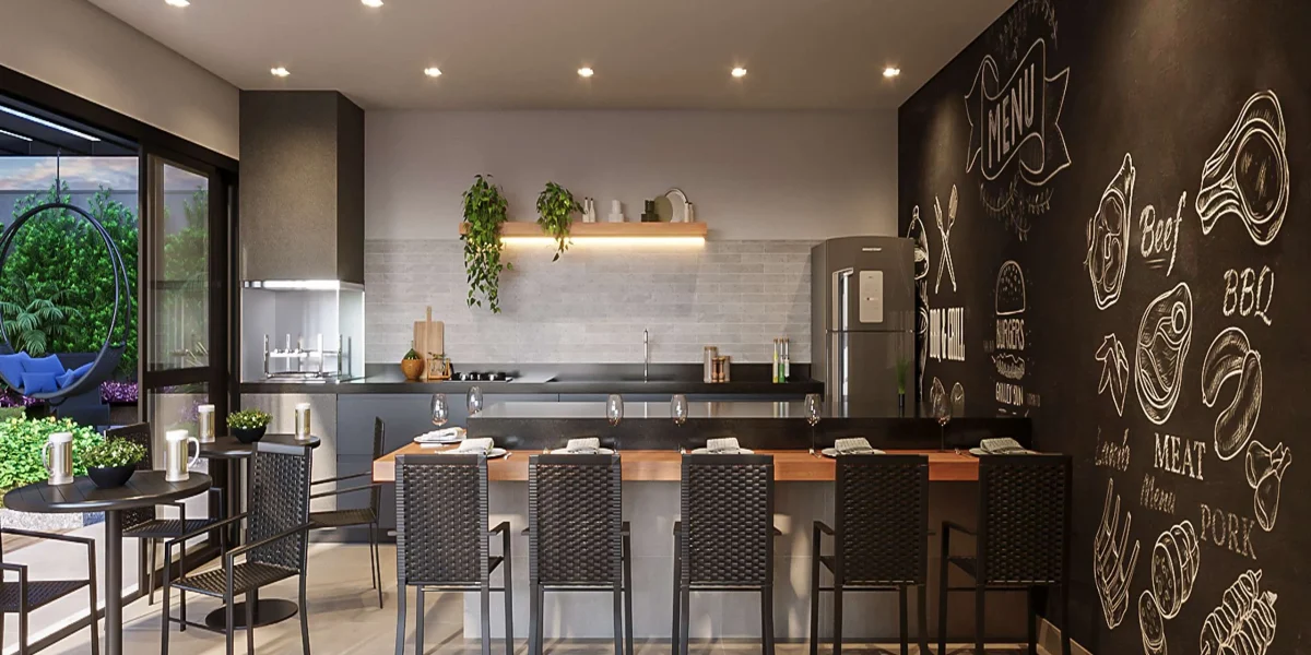 MS Zappa - Sorocaba - Churrasqueira social com bancada ampla e ambiente descontraído.