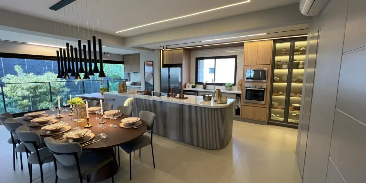 MS Zappa - Sorocaba - Ilha gourmet elegante com pendentes marcantes