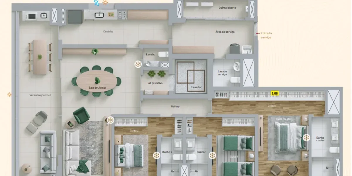 MS Zappa - Sorocaba - Planta 184m², 3 suítes e varanda gourmet integrada ao living._2