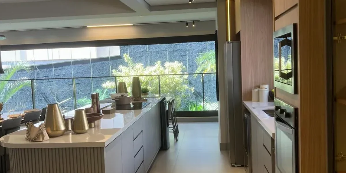 MS Zappa - Sorocaba - Sala de estar clean com home e sofá em ilha.