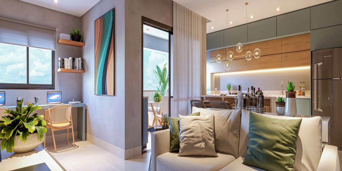 MS Zappa - Sorocaba - Sala integrada à cozinha e varanda gourmet com vista livre._2_2